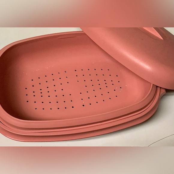 Vtg 3 Piece Tupperware 6 Cup Microwave Steamer Steam Cooker - Picture 13 of 16